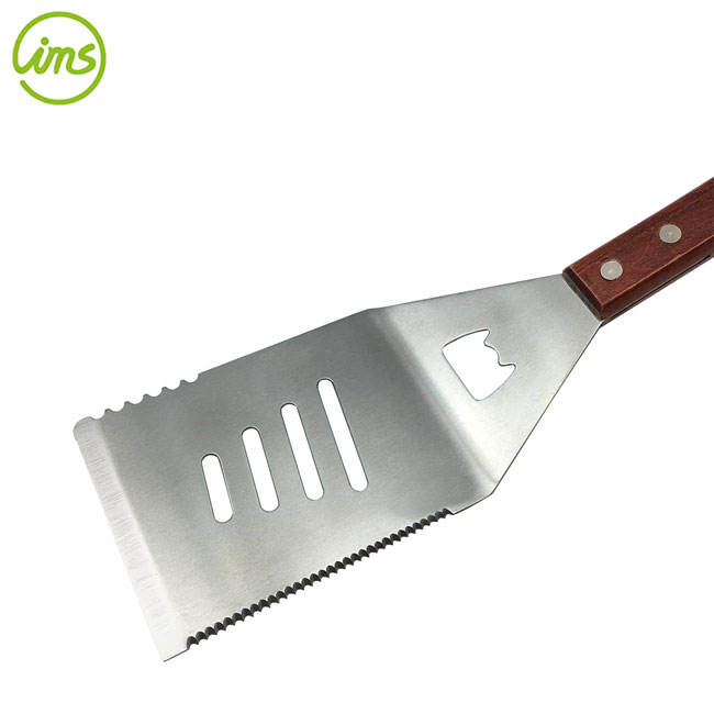 Stainless Steel BBQ Turner with Rosewood Handle – Heavy Duty Grill Spatula